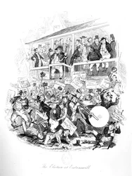 Mr Pickwick nel giorno delle elezioni a Eatenswill, illustrazione da 